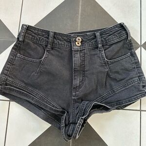 Pilcro Black Jean Shorts Distressed Mid-Thigh